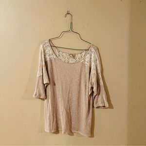 Decree Neutral Lace Accents Knit Top